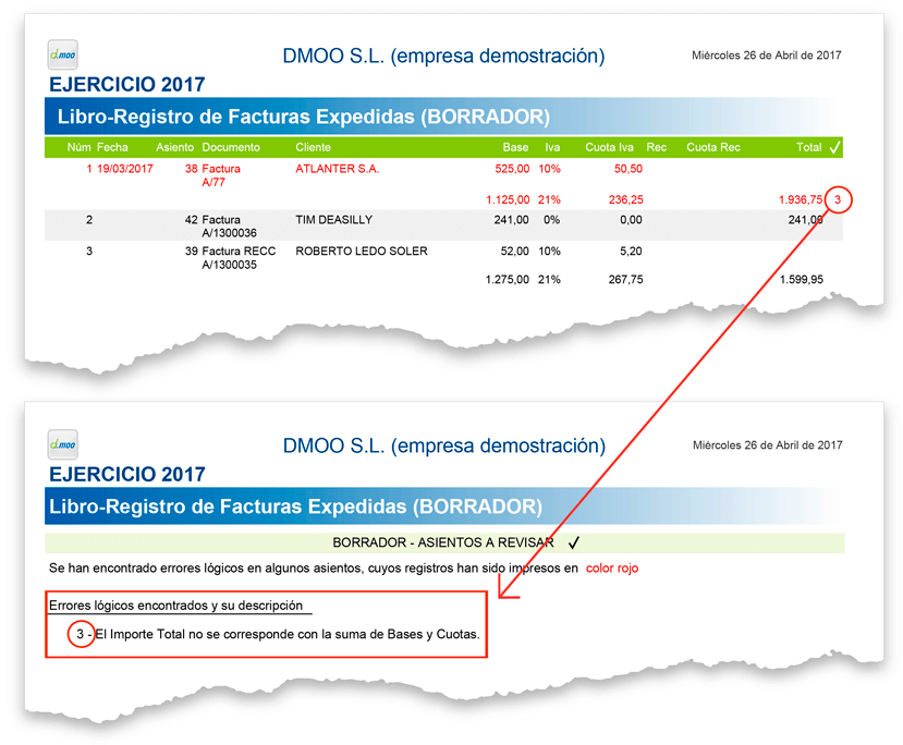 Errores En El Libro Registro De Facturas En Modo Borrador