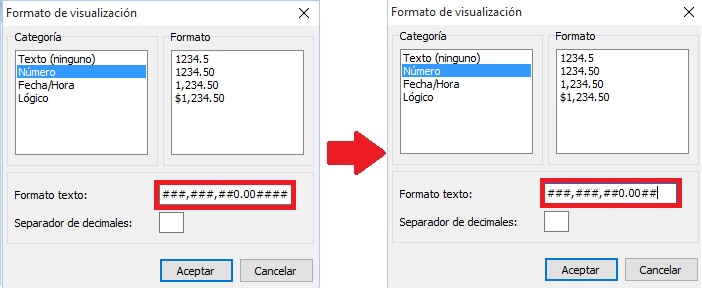 cambiar numero decimales en variable cantidad