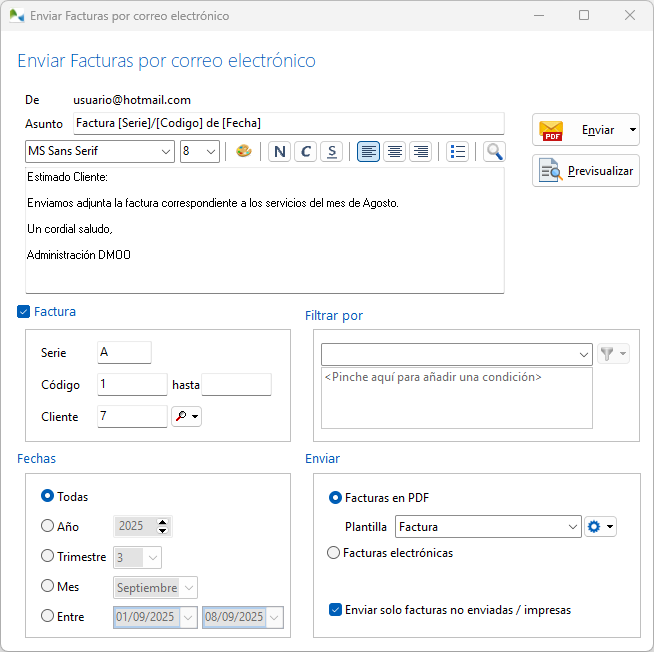 Envío de facturas por email desde OfiPro