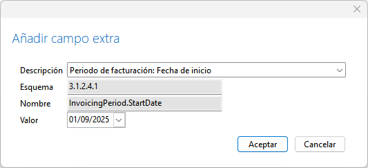 Añadiendo el campo extra Periodo de facturación: Fecha de inicio