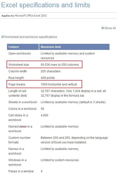 limitaciones ficheros excel