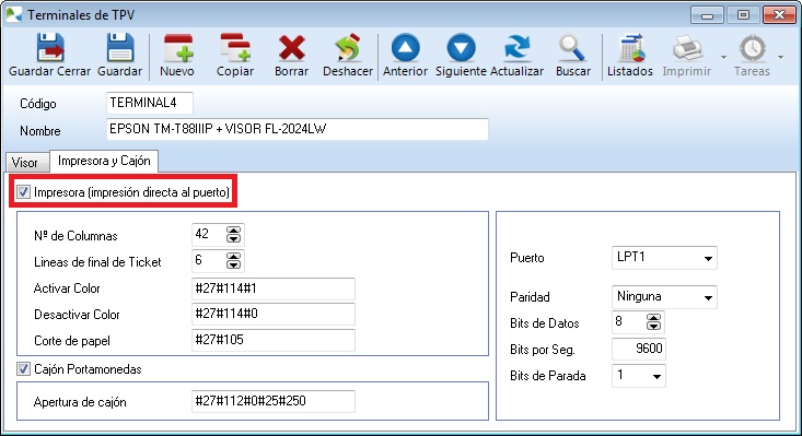 Configuración de impresión directa a puerto